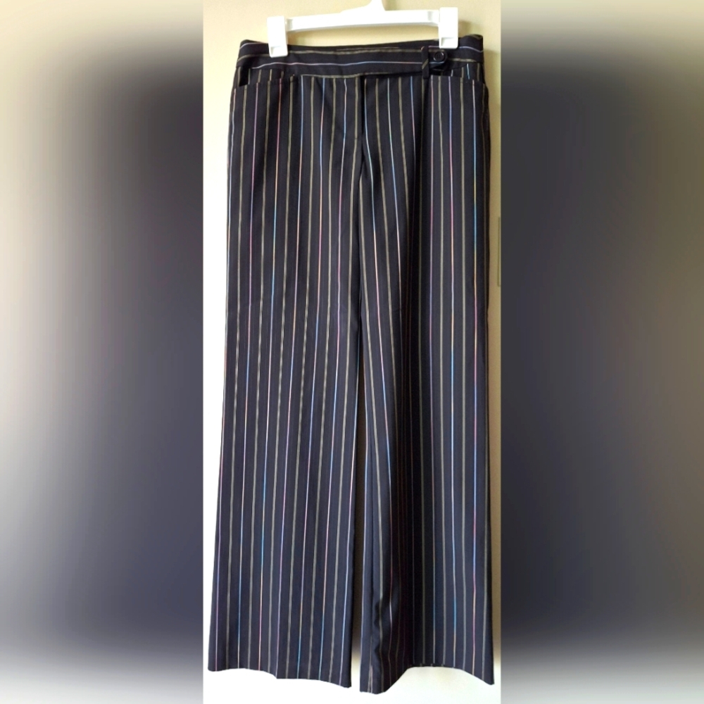 Trina Turk Black Rainbow Striped Wide Leg Pants - 4